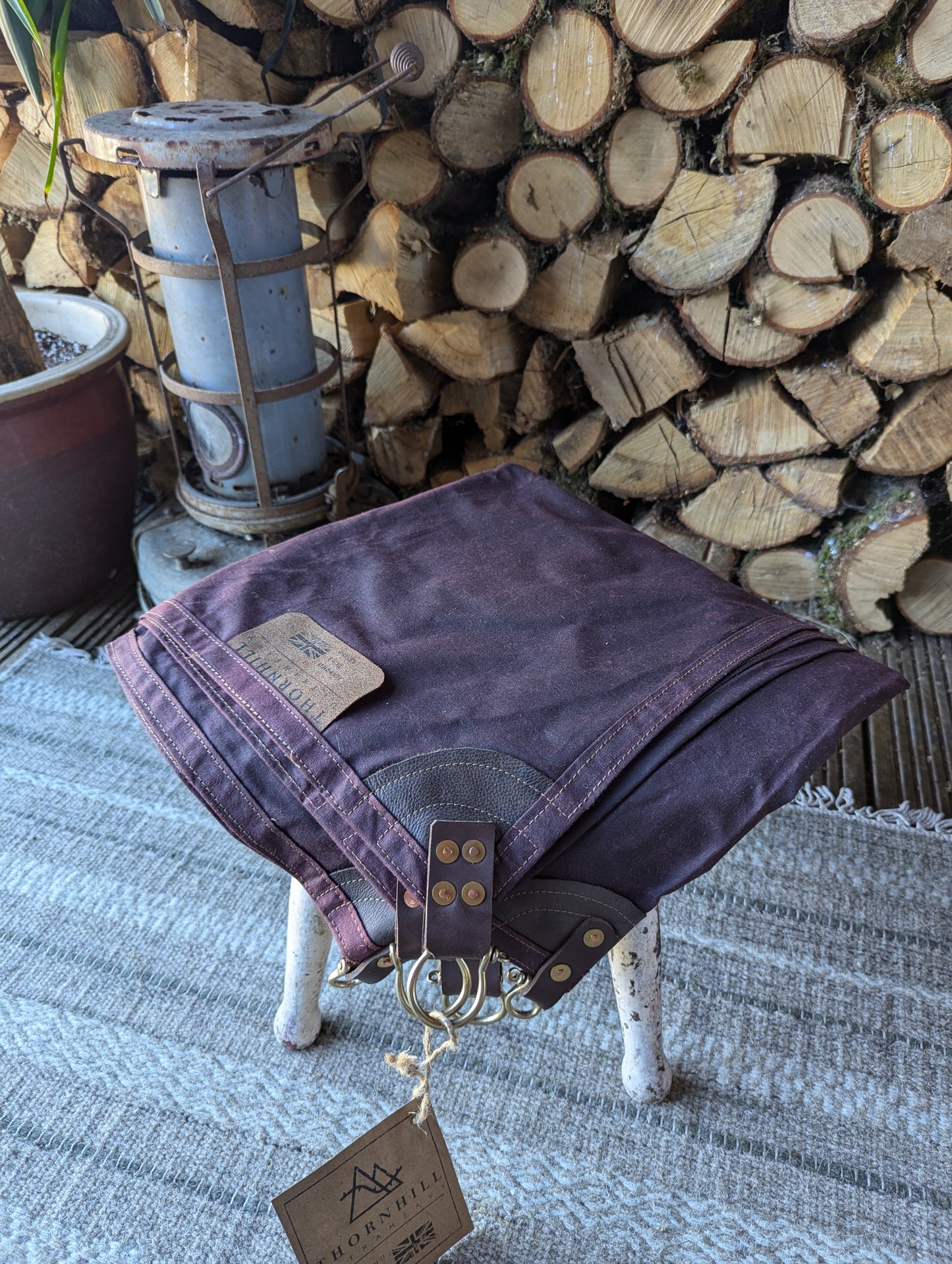 9' x 5' SOLO CLASSIC tarp, waxed canvas & leather tie outs