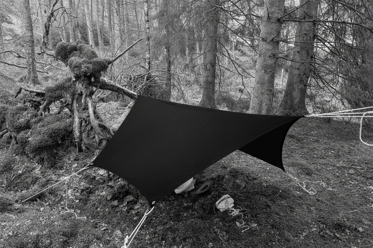 Special: Modular zipped hex poncho/tarp shelter black wax cotton