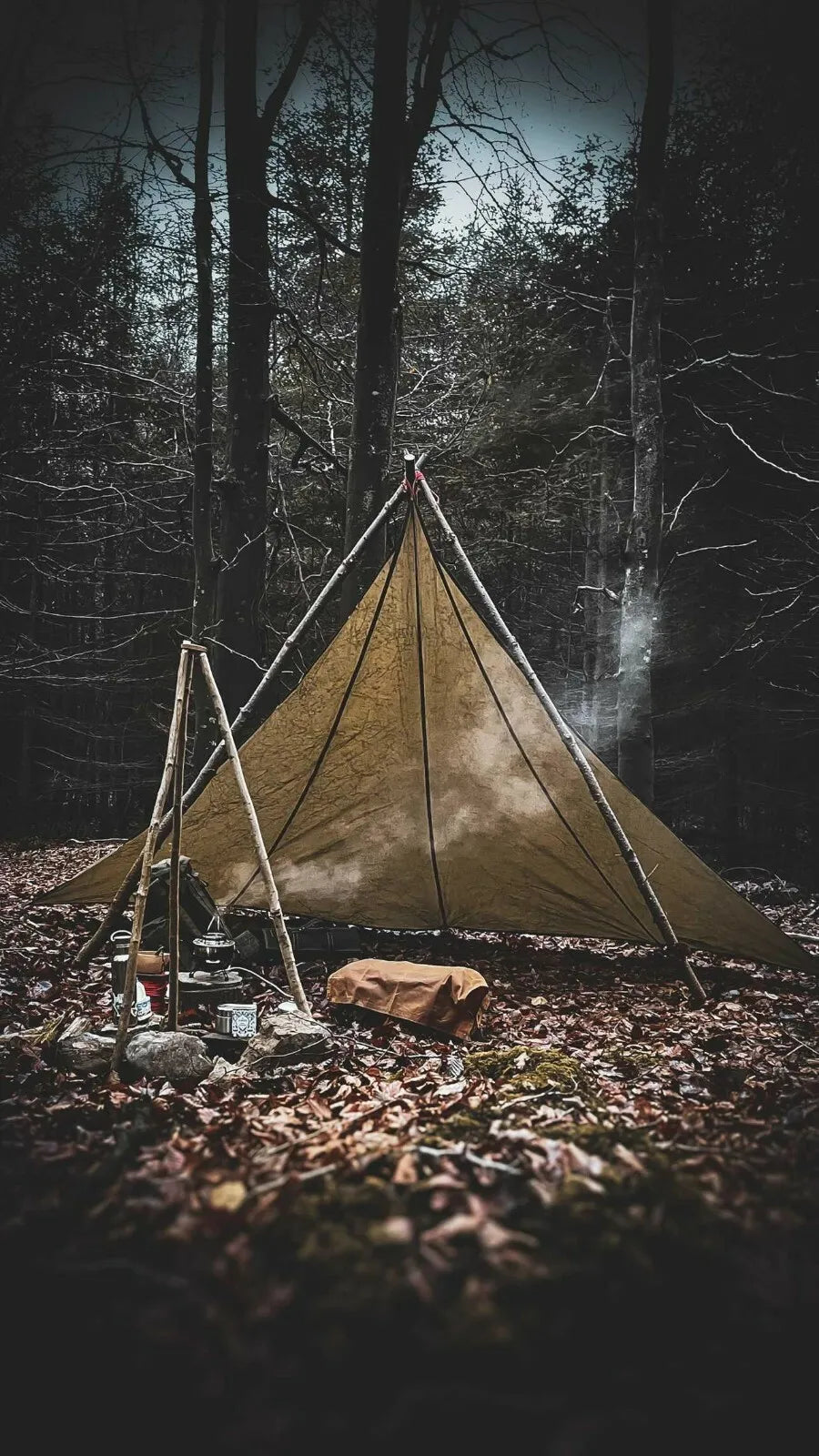 lavvu tipi tent 4 panel SHORT LAVVU, waxed canvas & leather tent tipi tarp