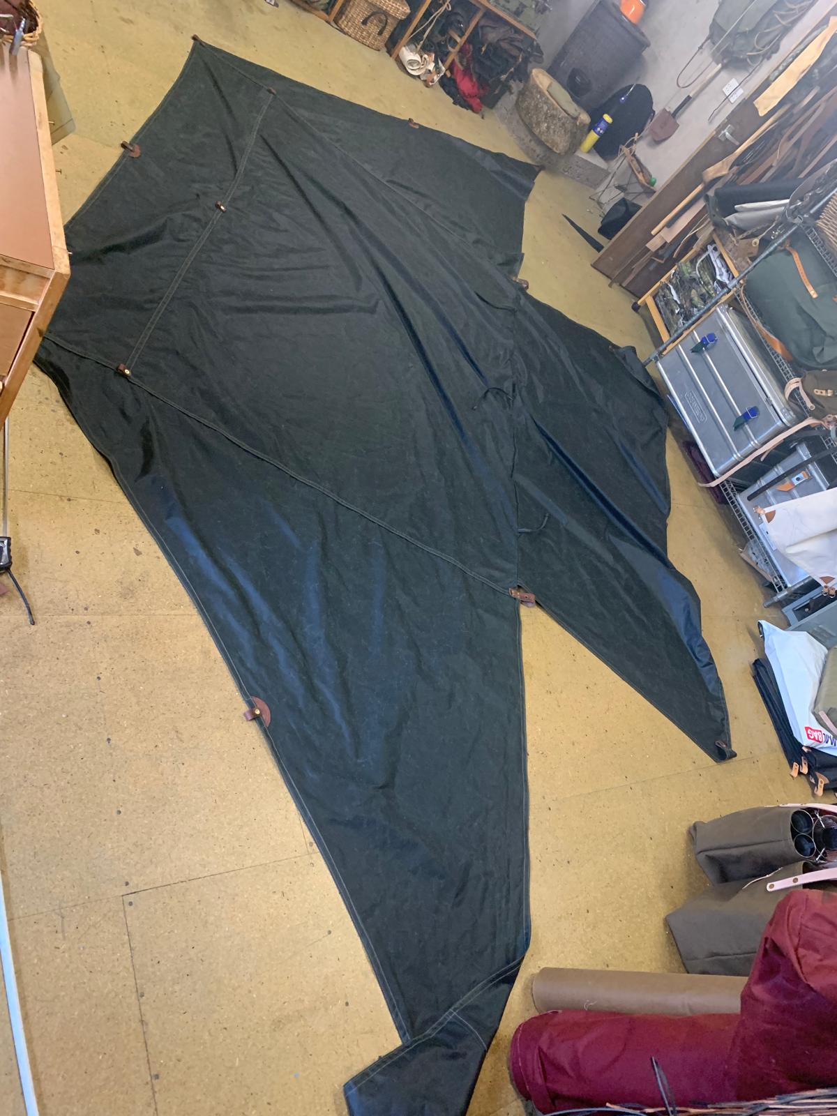 XL WHELEN(ish), waxed canvas & leather tent tarp