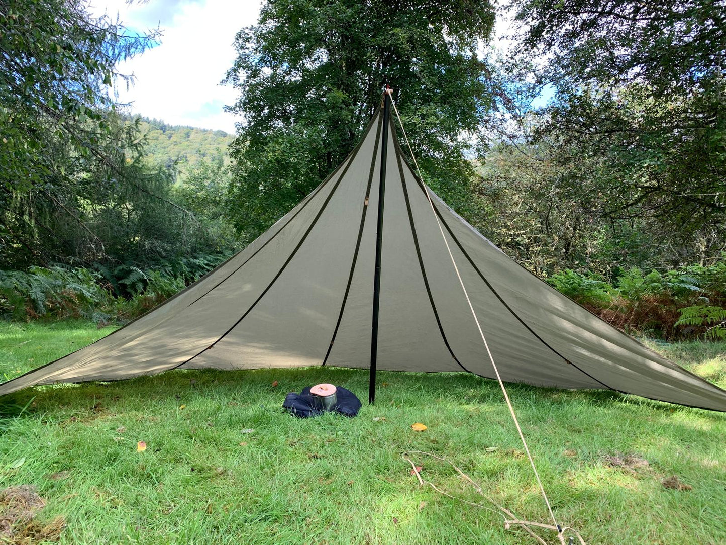 6 panel LAVVU, waxed canvas & leather tent tipi tarp