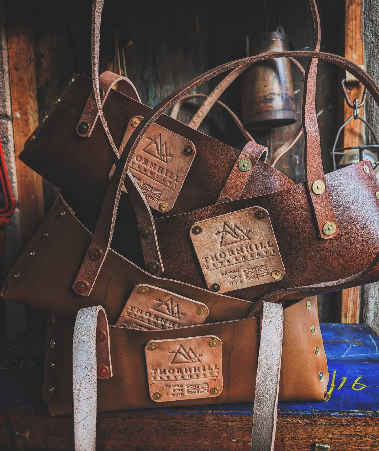 Leather log hauler/tote/gardeners bag