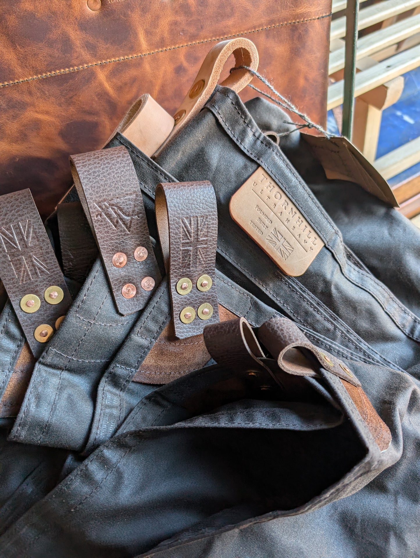 3m x 3m CLASSIC tarp, waxed canvas & leather tie outs