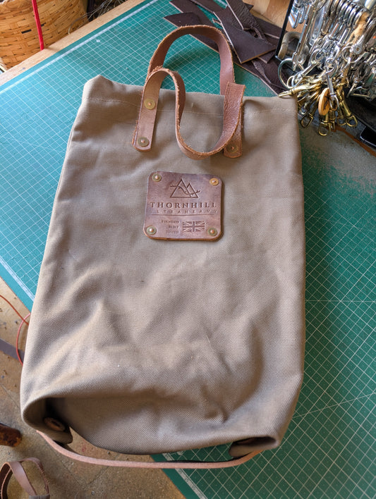 Tote bags, heavy duty canvas and full grain leather