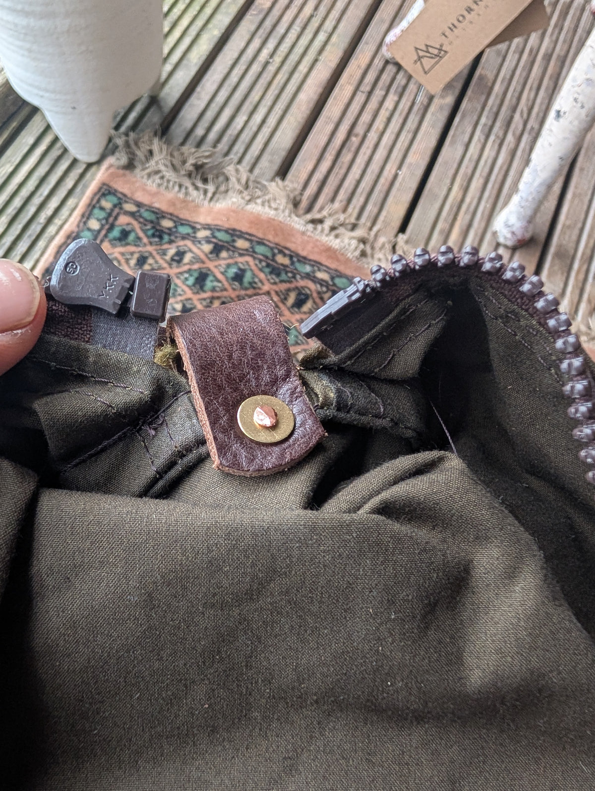 Dopp bag, double-lined waxed canvas packing cube with leather handles