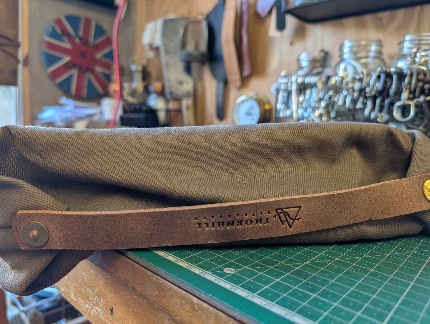 Tote bags, heavy duty canvas and full grain leather (wide version)