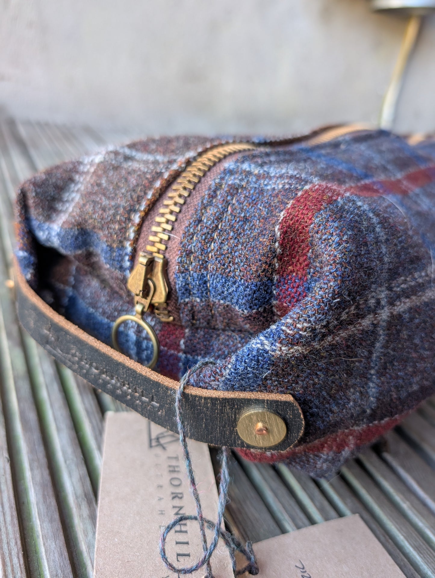 Wool 'n' wax big dopp bag, double-lined with veg tan leather handles