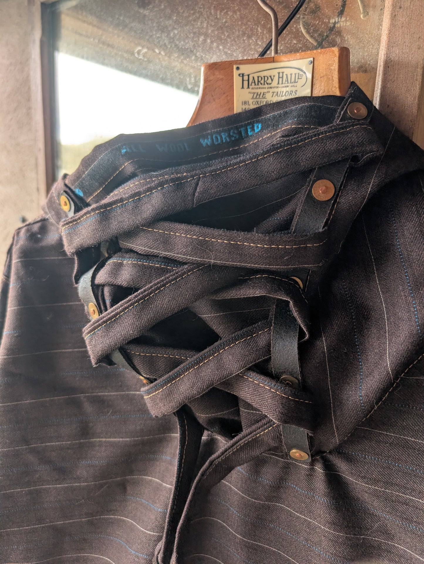 Dark brown stripe Smock in worsted wool