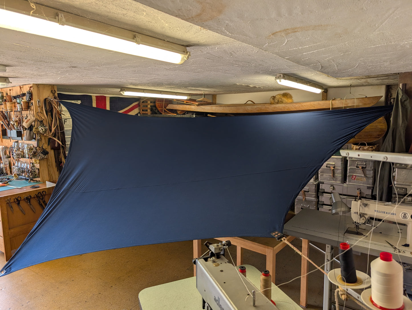 Sunshade hex tarp with  leather and D ring tie outs