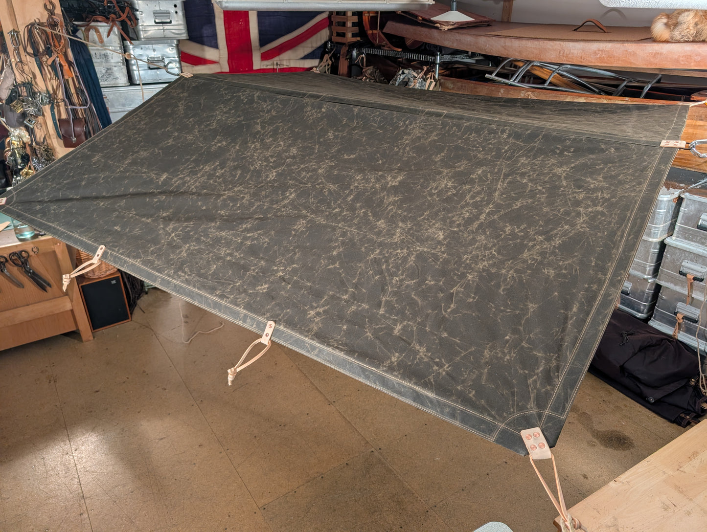 Special: Modular poncho/tarp/cook shelter beeswax OLIVE BROWN