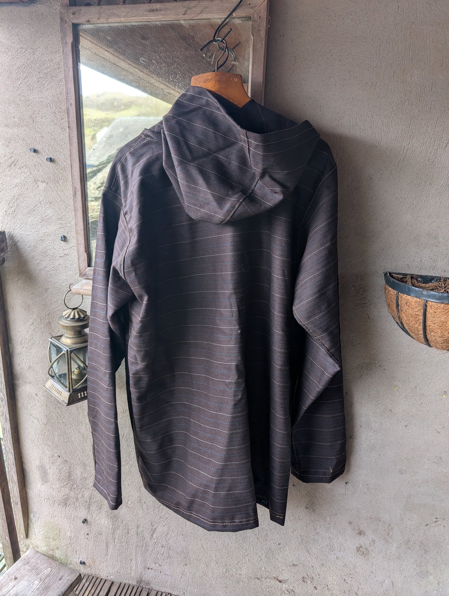 Dark brown stripe Smock in worsted wool