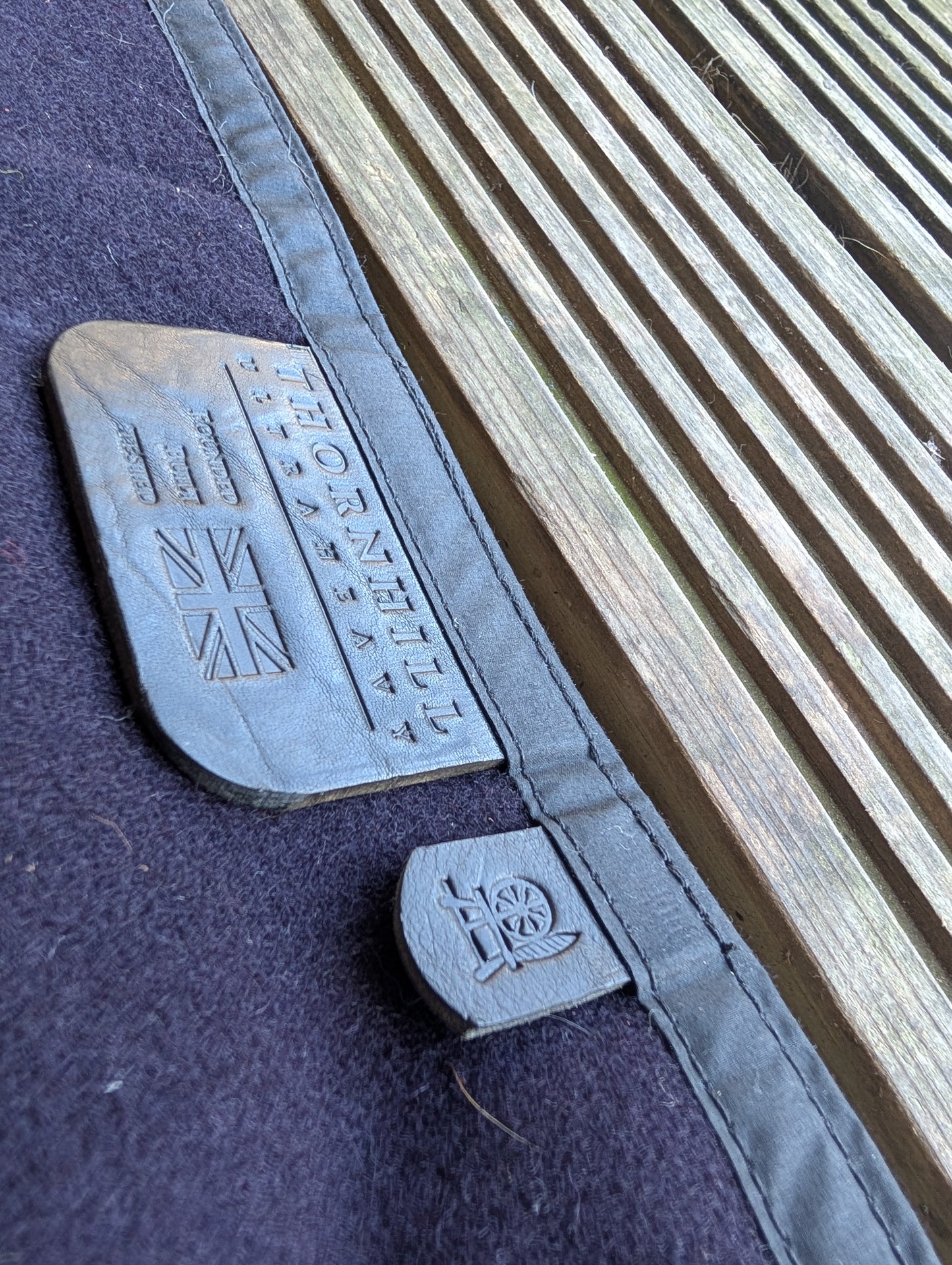 Sleeping mat cover, waxed-canvas-backed wool with leather tie-outs