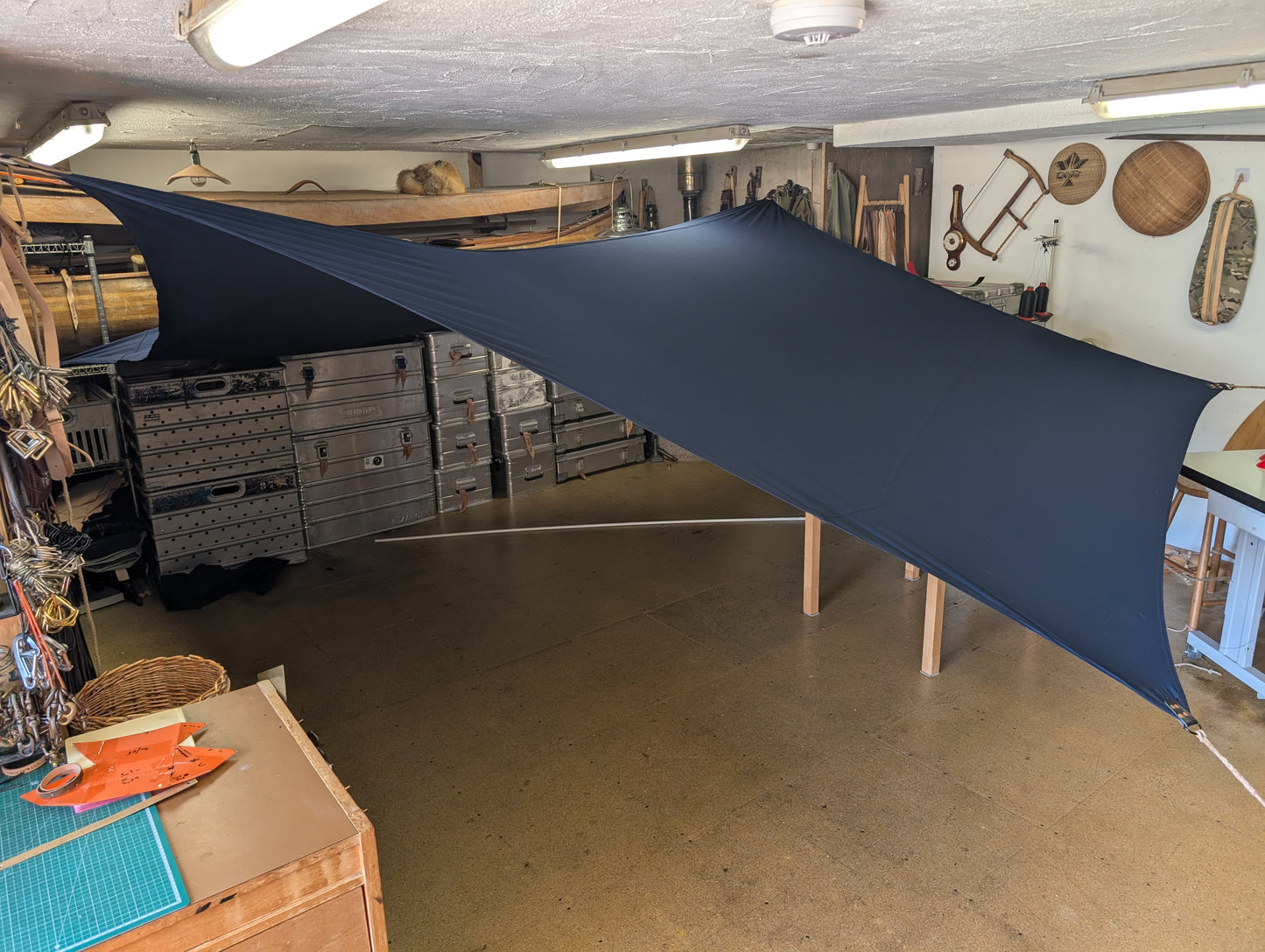 Sunshade hex tarp with  leather and D ring tie outs