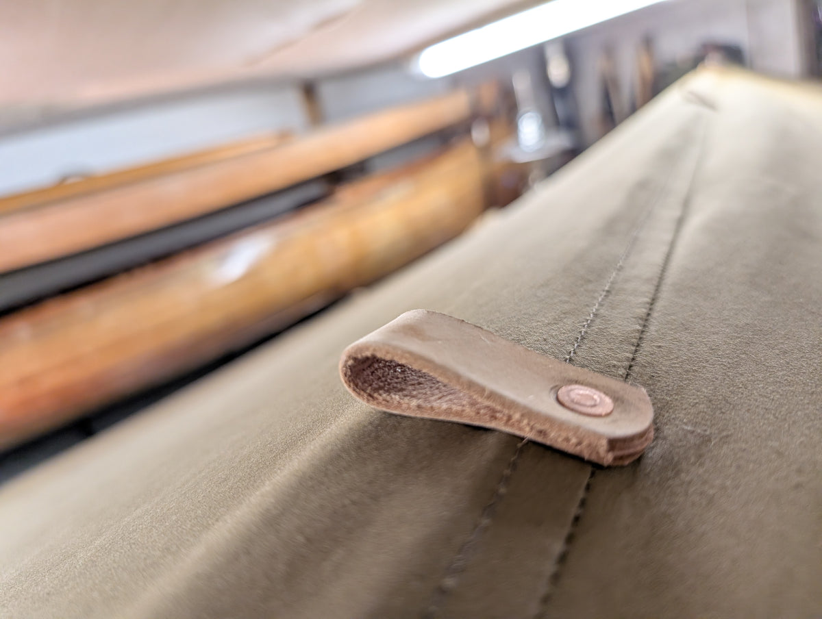 Dry wax Standard HEX shape tarp, waxed canvas & leather tie outs