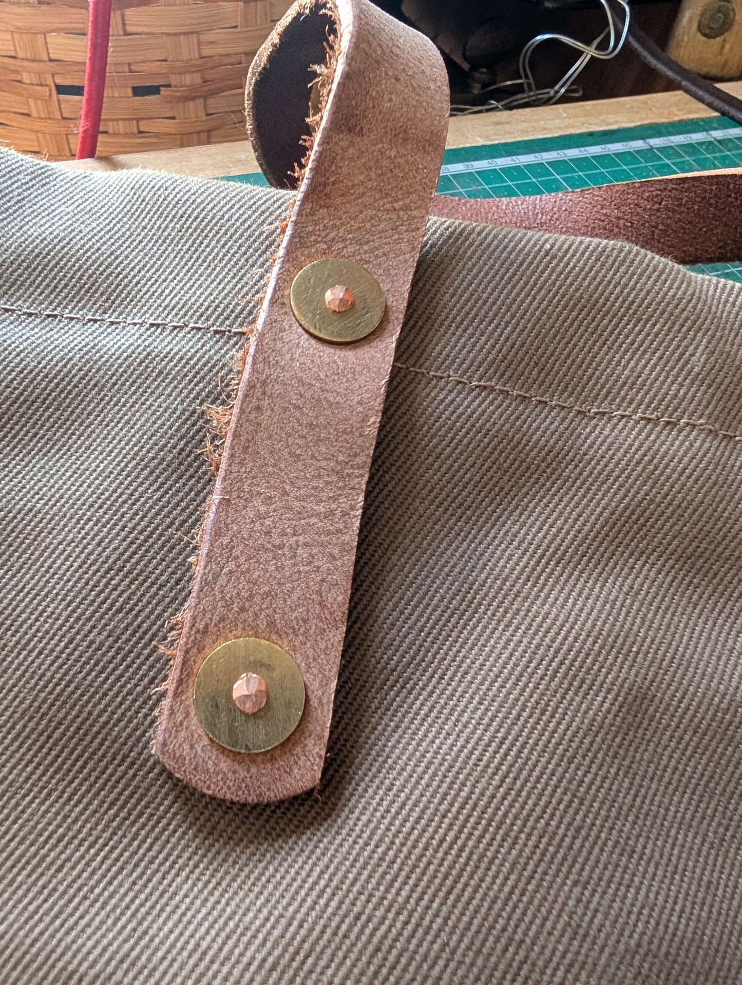 Tote bags, heavy duty canvas and full grain leather