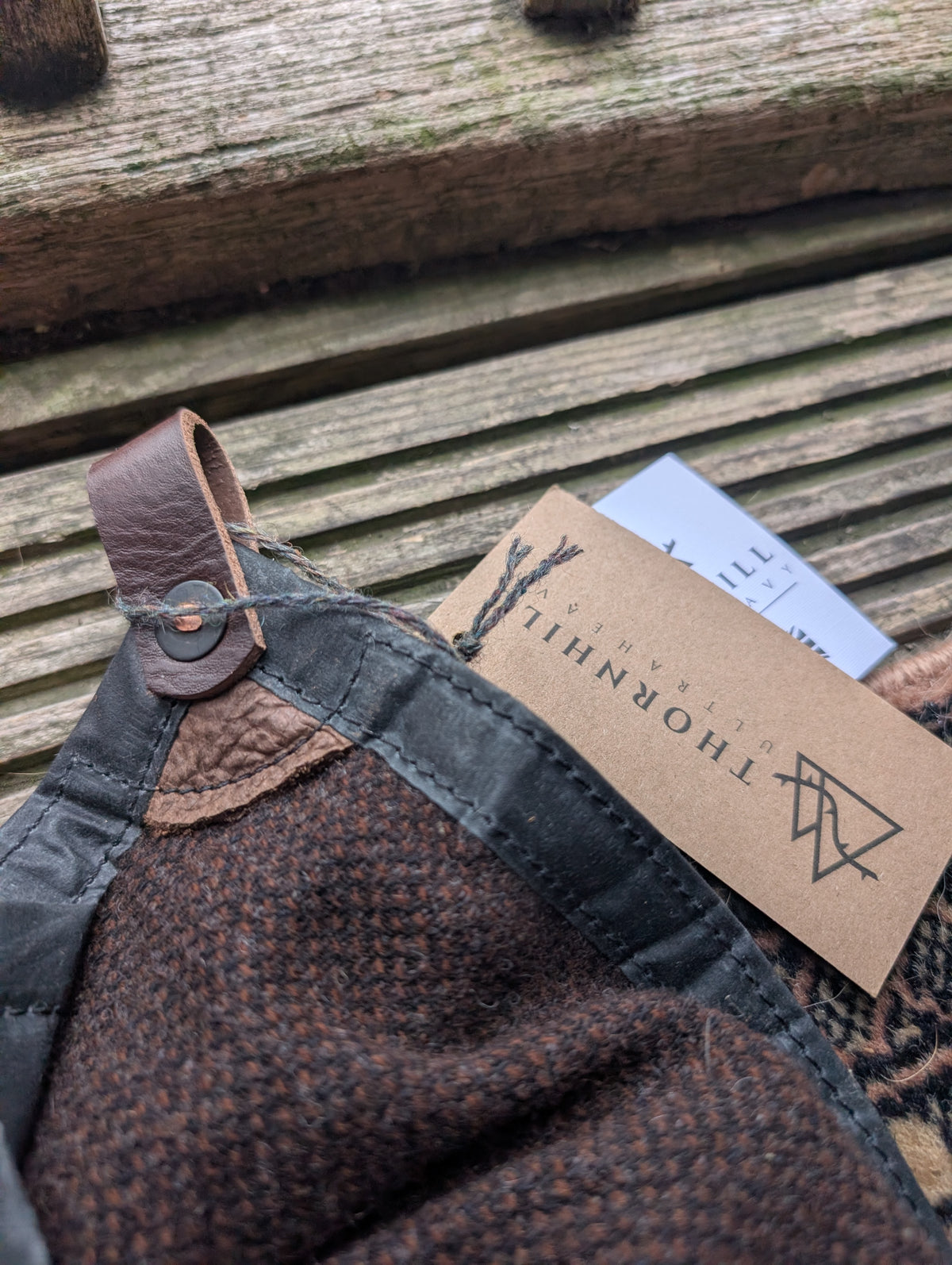 Sleeping mat/pad cover, eco beeswax cotton backed woven 100% wool upper with leather tie-outs