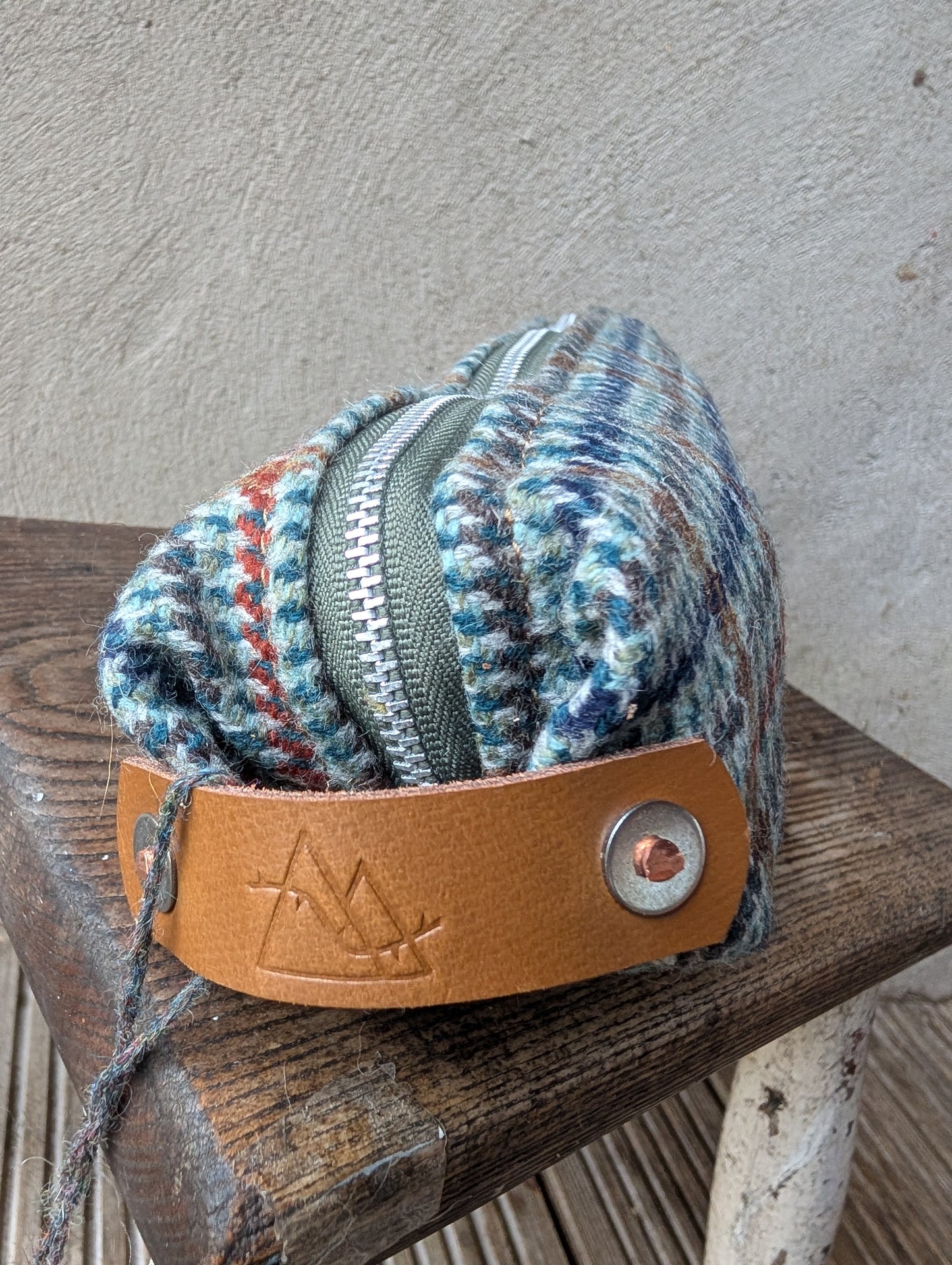 Sale Tweed Wool 'n' wax  dopp bag, double-lined with leather handles