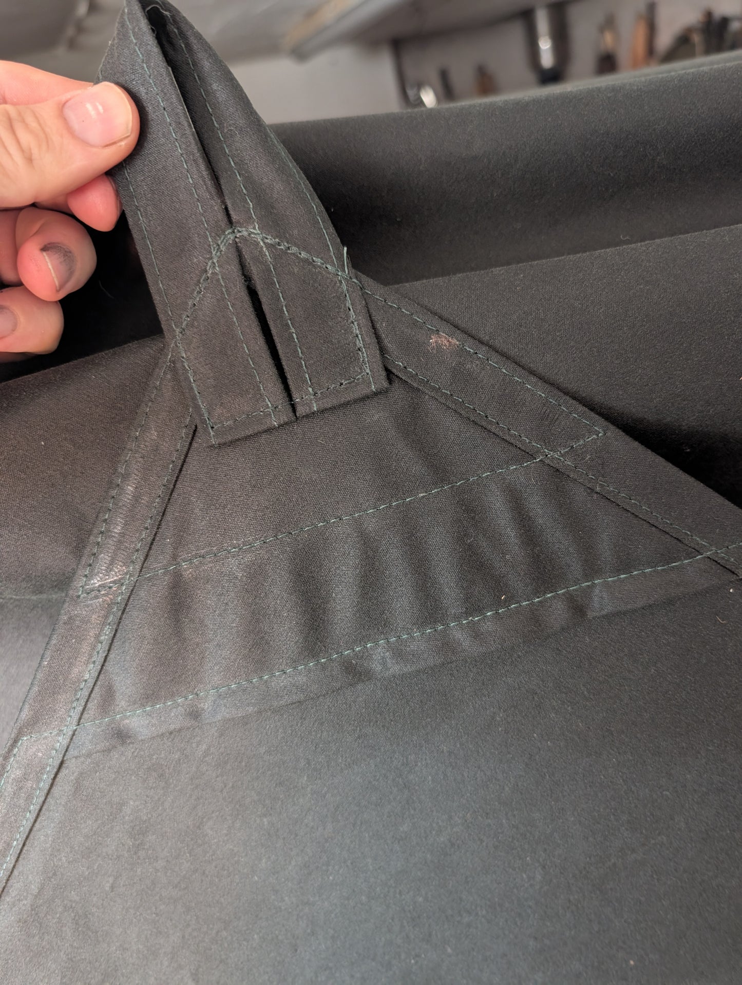 Less leather 8'x8' (2.44m) tarp with sewn waxed cotton and leather tie outs