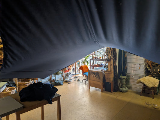 Sunshade hex tarp with  leather and D ring tie outs