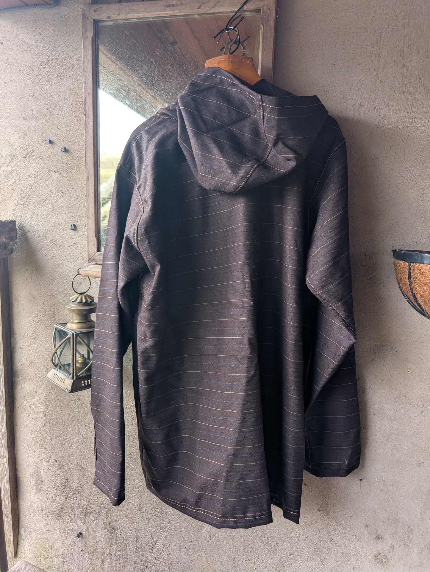Dark brown stripe Smock in worsted wool