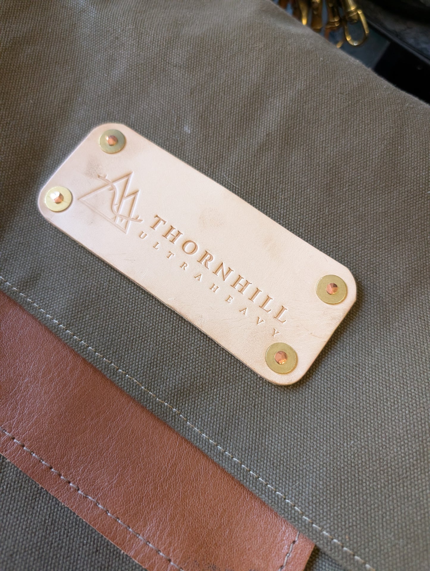 Two-tone bushcraft & travel satchel leather and canvas & waxed cotton lined waxed canvas