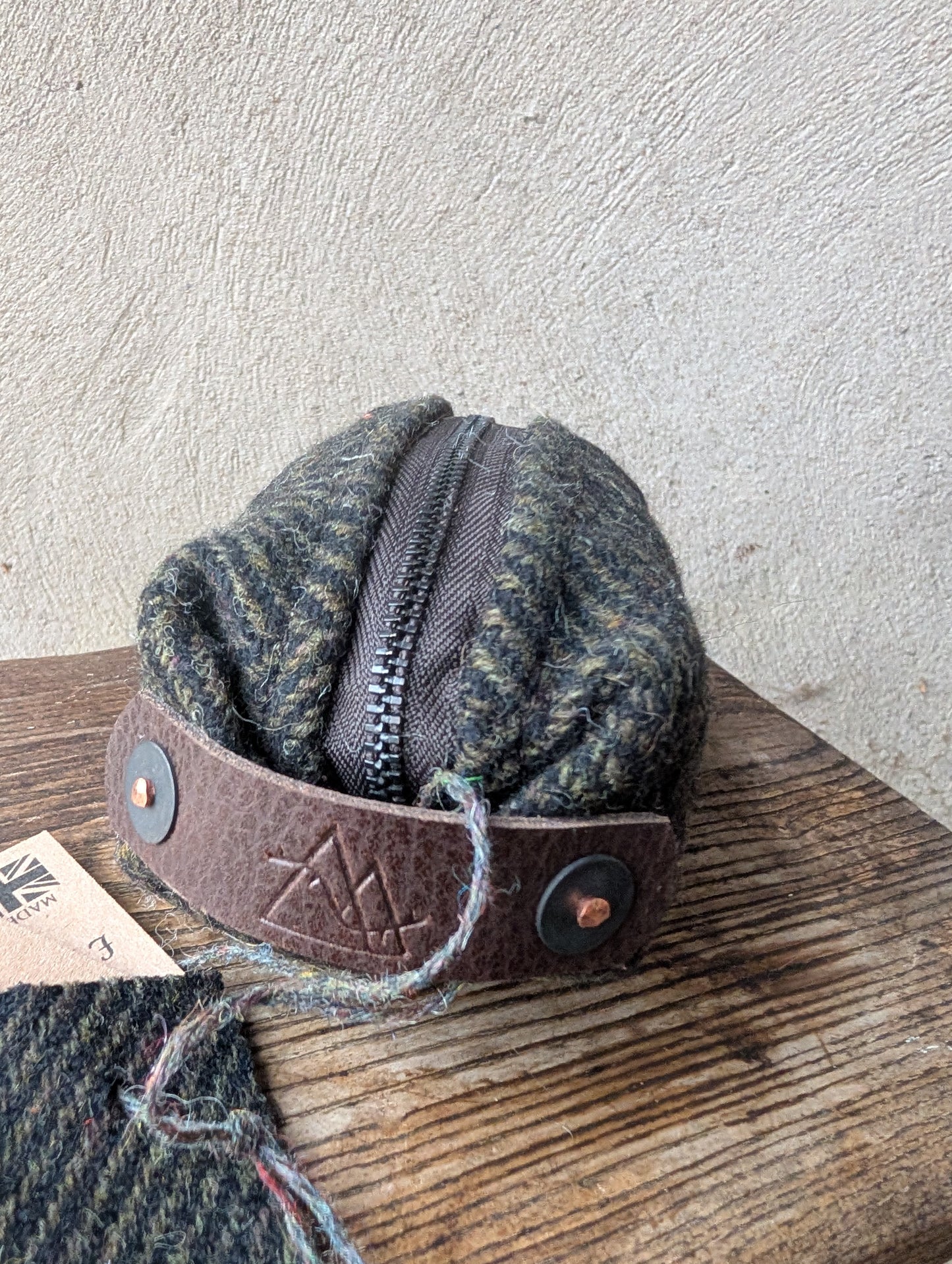 Sale Harris Tweed Wool 'n' wax  dinky dopp bag, double-lined with leather handles