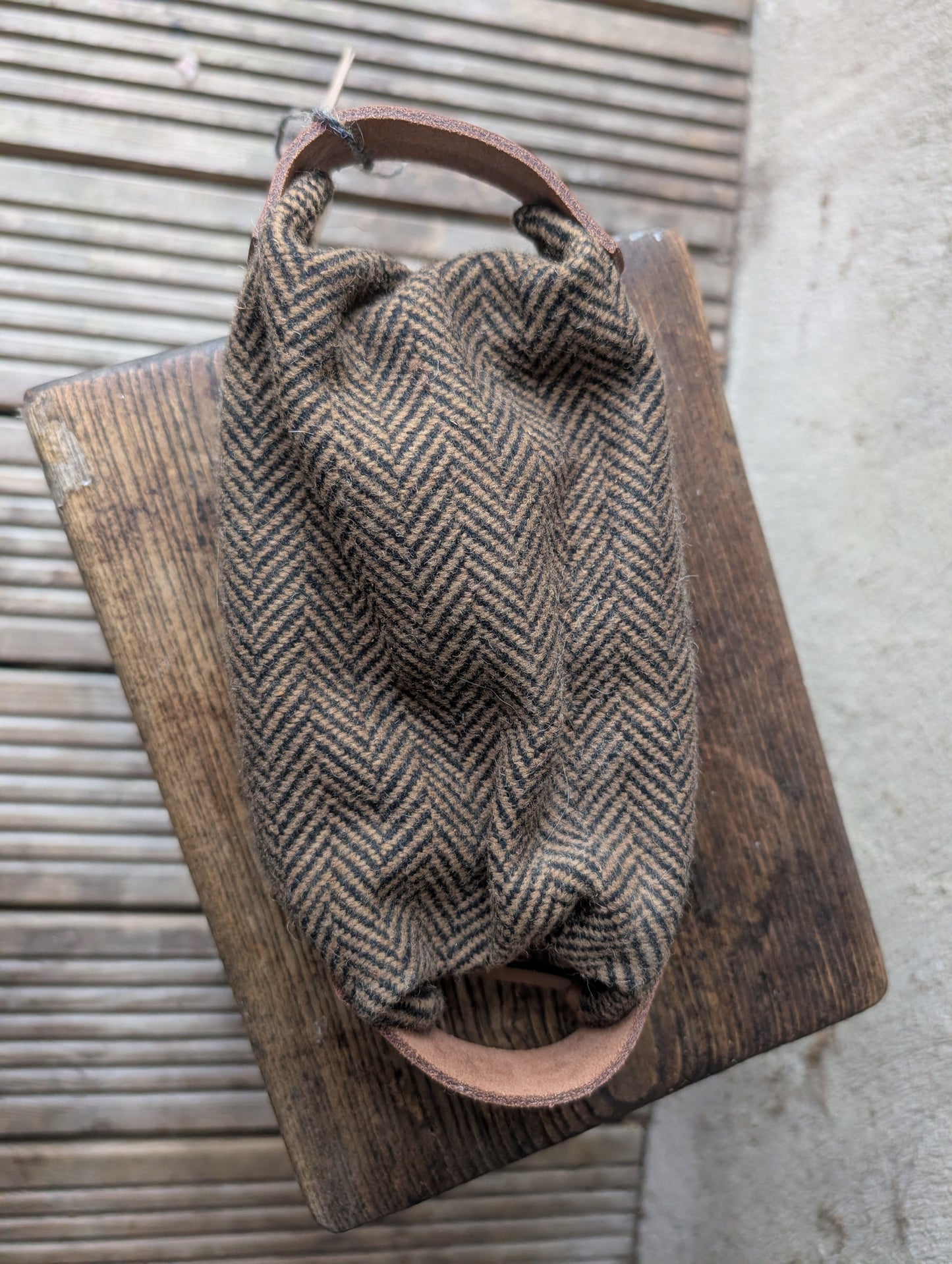Sale Harris Tweed Wool 'n' wax  dopp bag, double-lined with leather handles