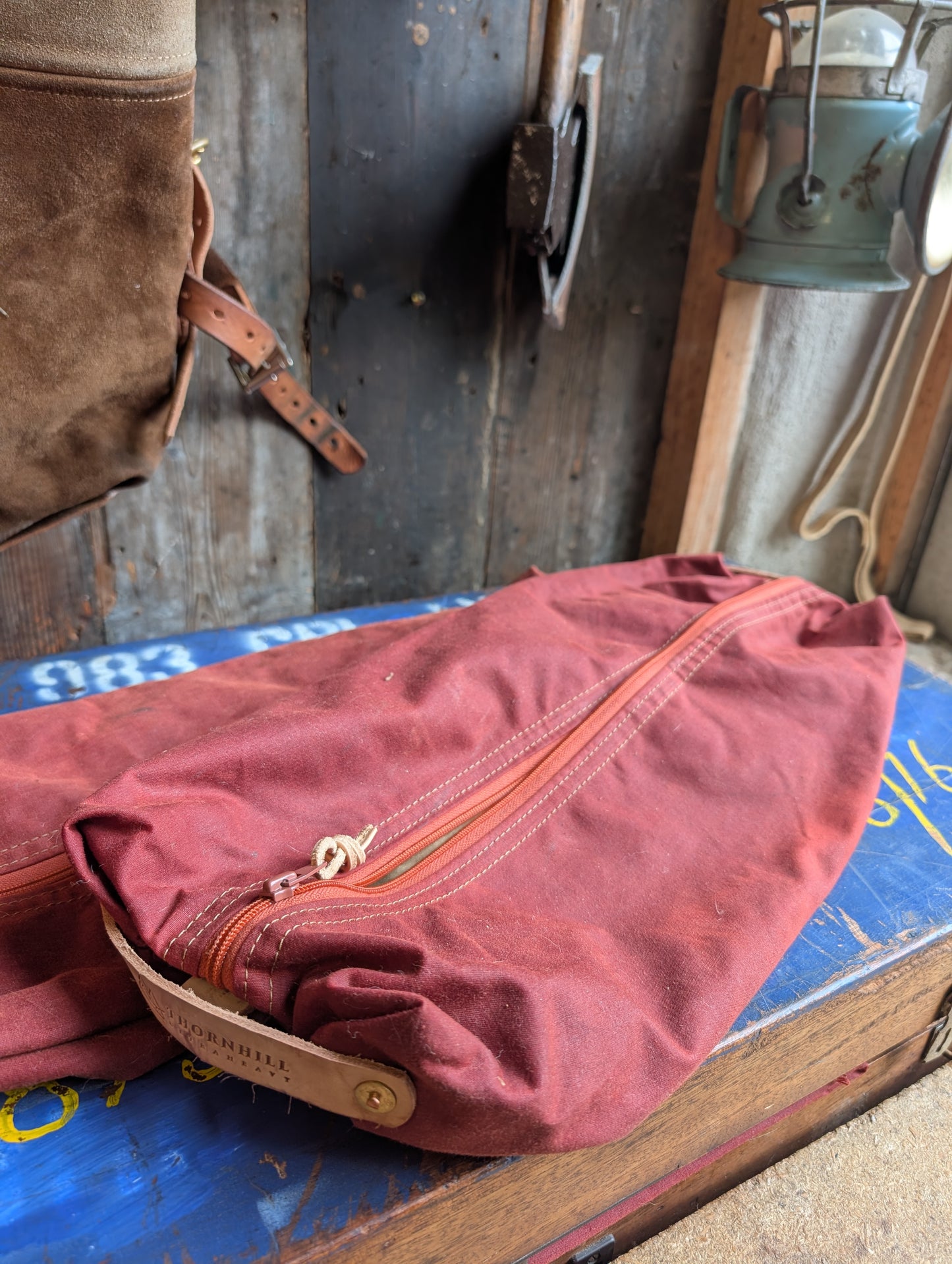 SALE Dopp bags, double-lined waxed canvas with leather handles