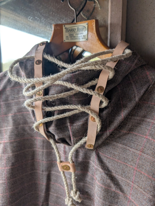 Sale Brown checked Smock in worsted wool
