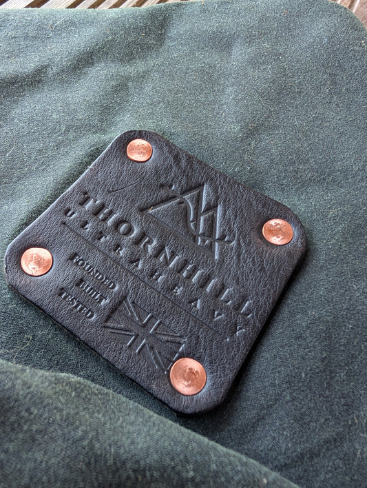 3m x 3m tarp, waxed canvas & leather and D ring tie outs green