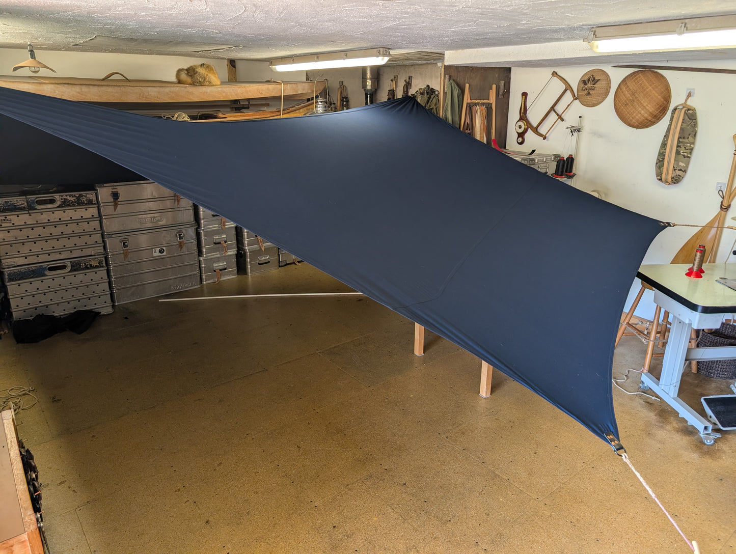 Sunshade hex tarp with  leather and D ring tie outs
