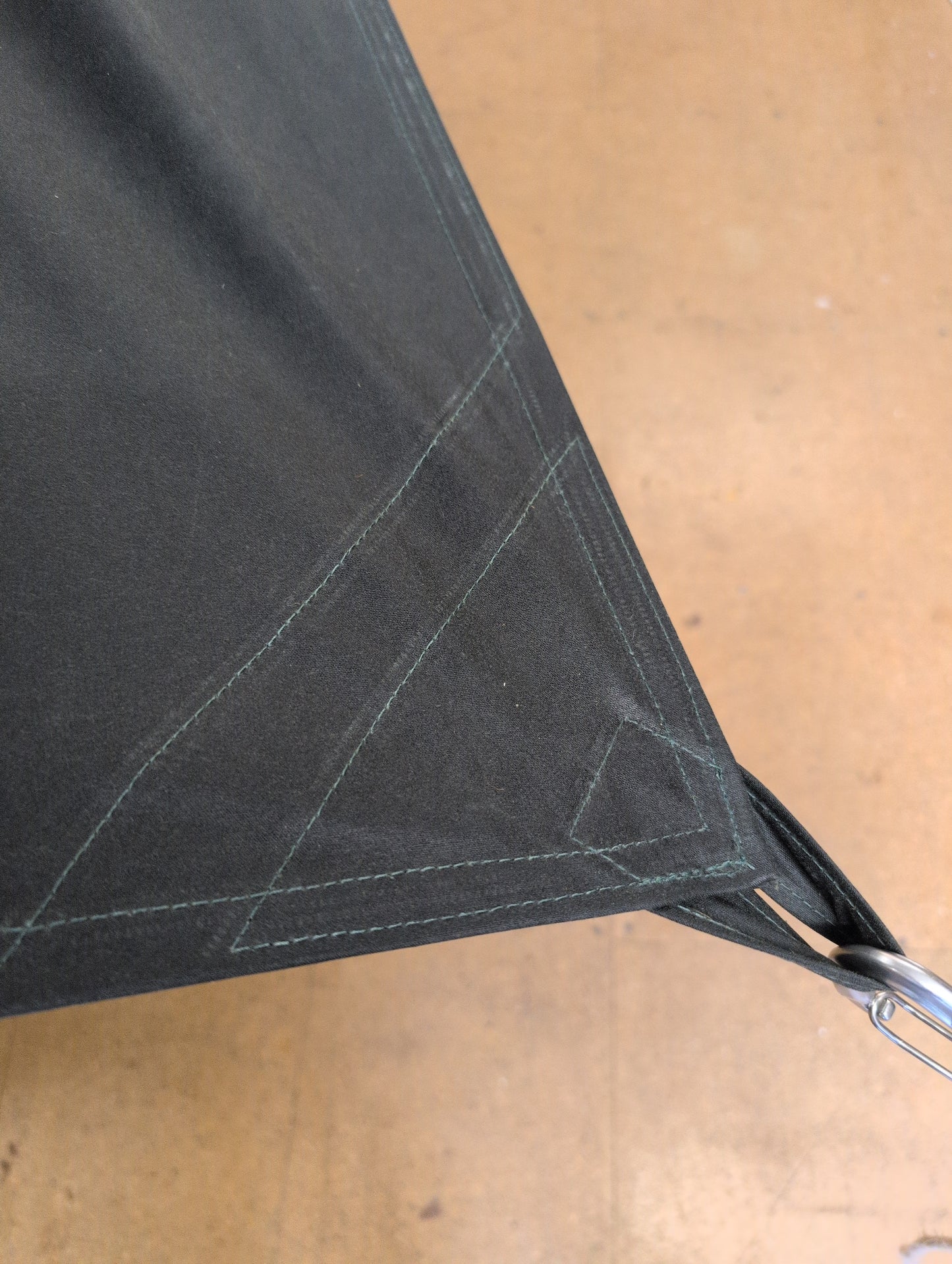 Less leather 3m x 3m tarp with sewn waxed cotton and leather tie outs