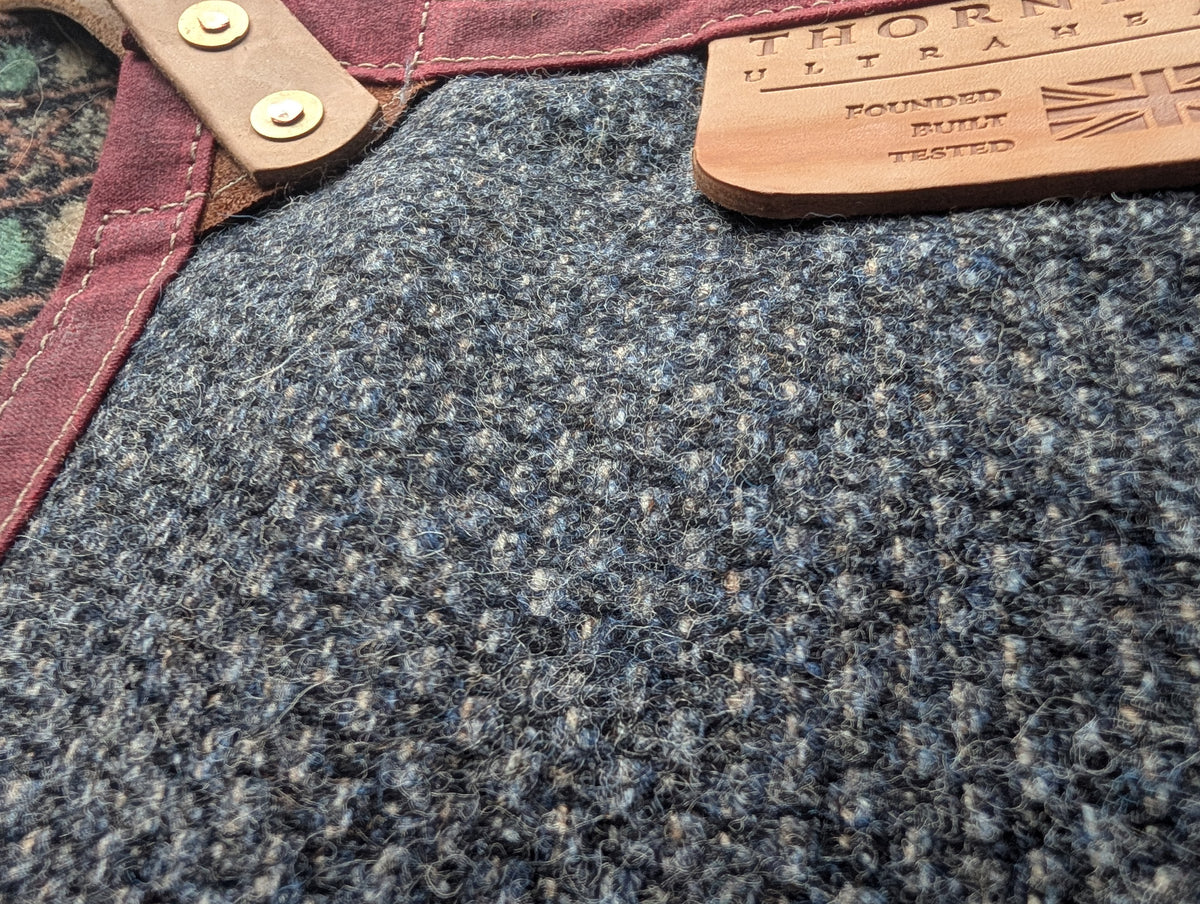 Wool lined, ground cloth/sit pad/ schleper waxed canvas-backed with leather tie-outs