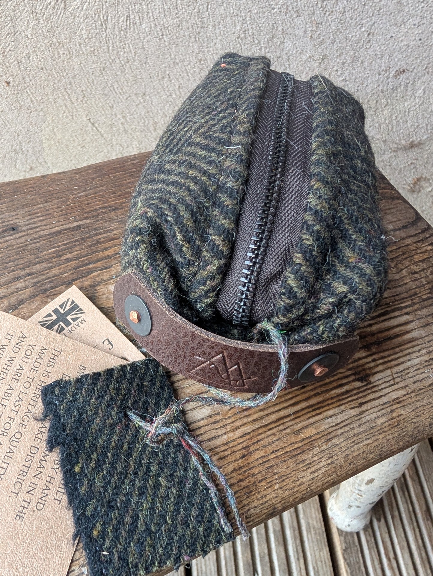 Sale Harris Tweed Wool 'n' wax  dinky dopp bag, double-lined with leather handles