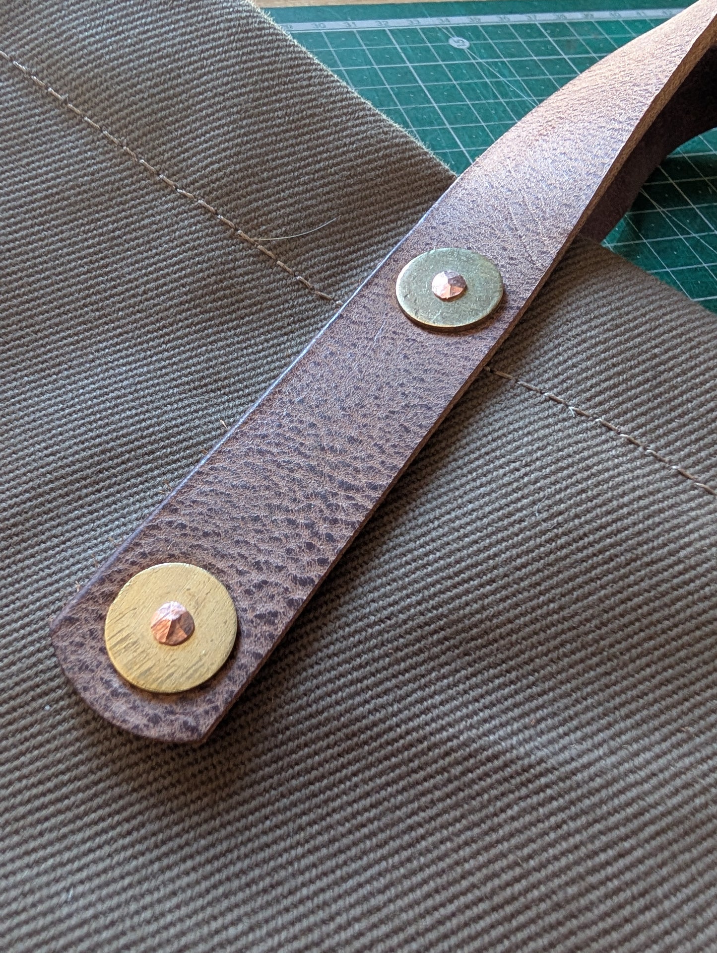 Tote bags, heavy duty canvas and full grain leather (wide version)