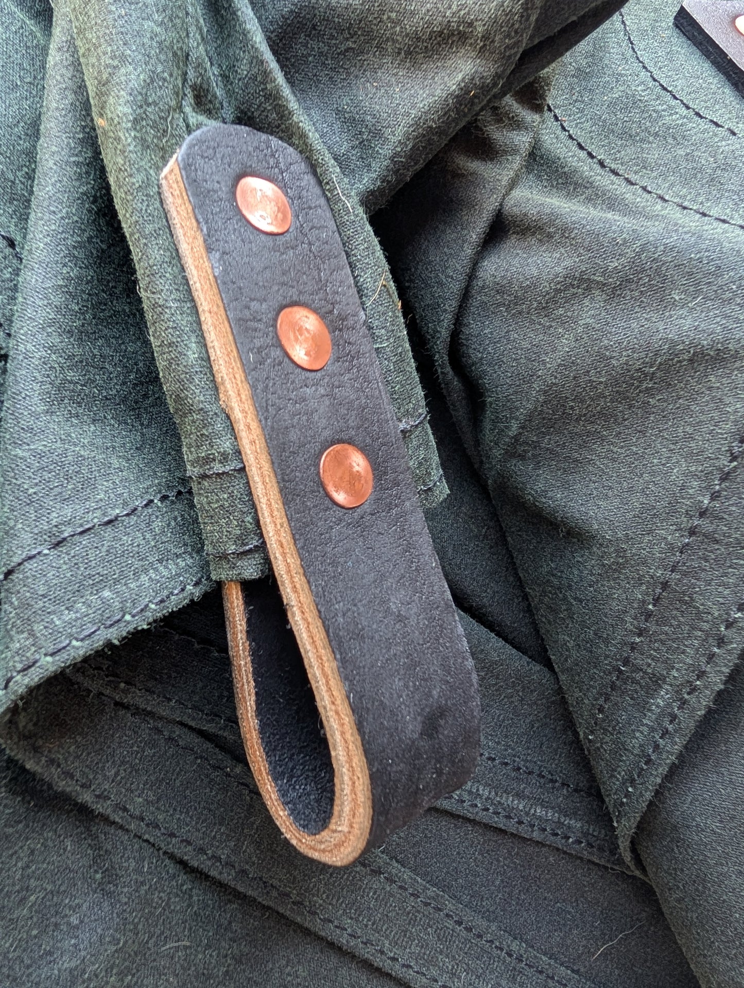 3m x 3m tarp, waxed canvas & leather and D ring tie outs green