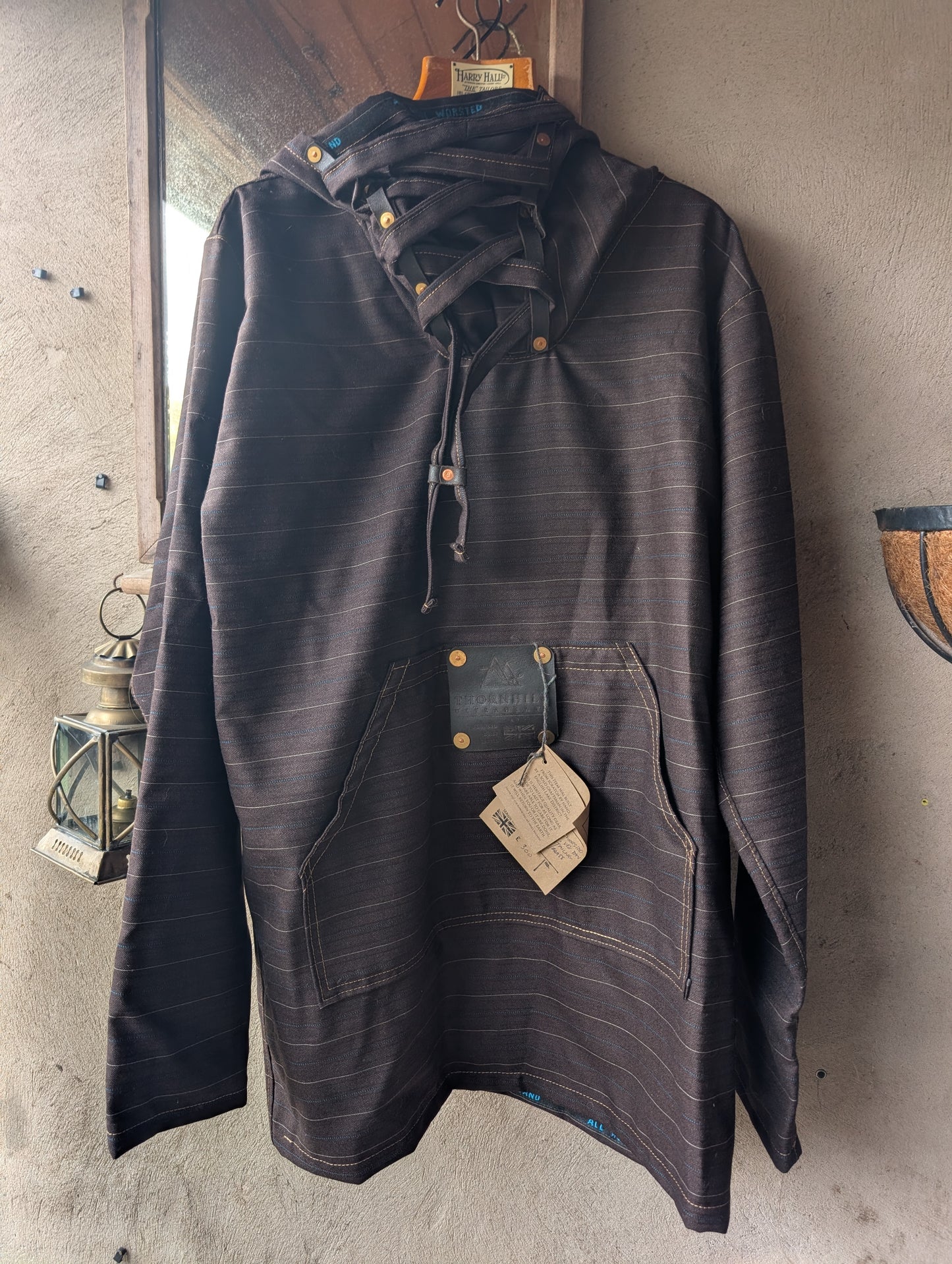 Dark brown stripe Smock in worsted wool