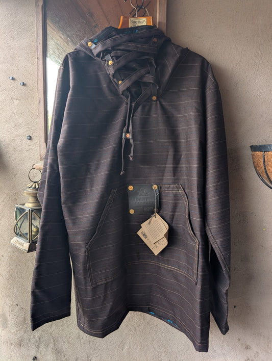 Sale Dark brown stripe Smock in worsted wool