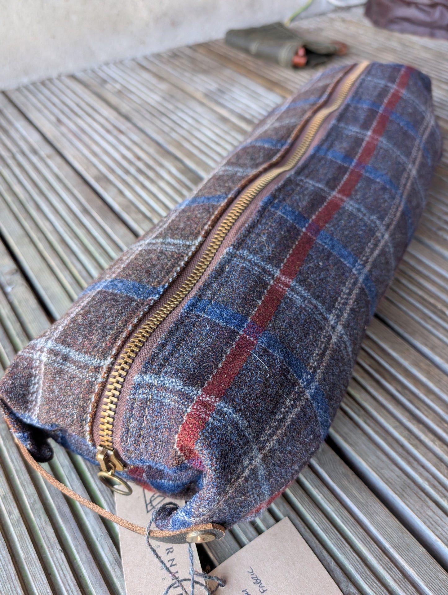 Wool 'n' wax big dopp bag, double-lined with veg tan leather handles