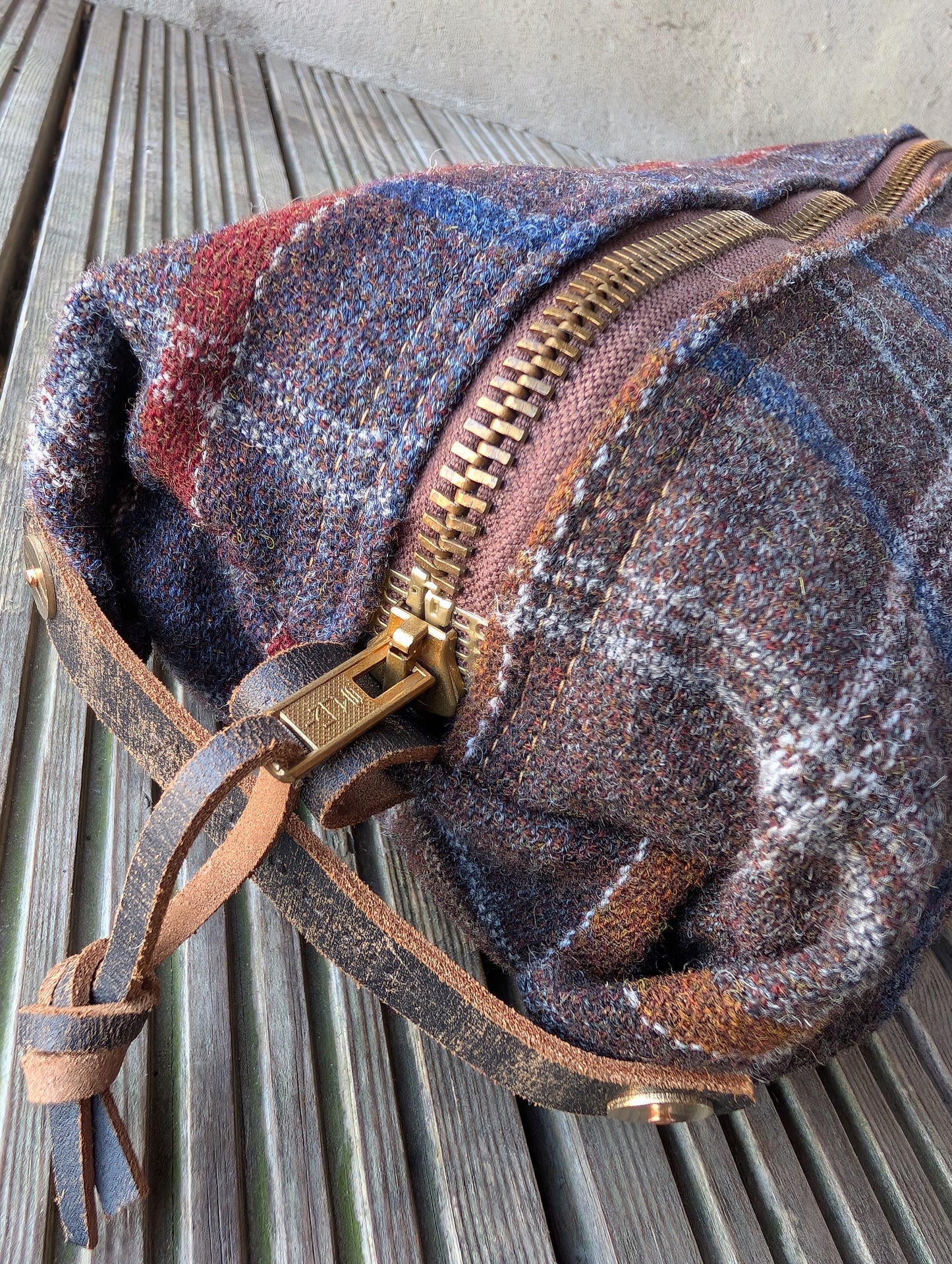 Wool 'n' wax big dopp bag, double-lined with veg tan leather handles