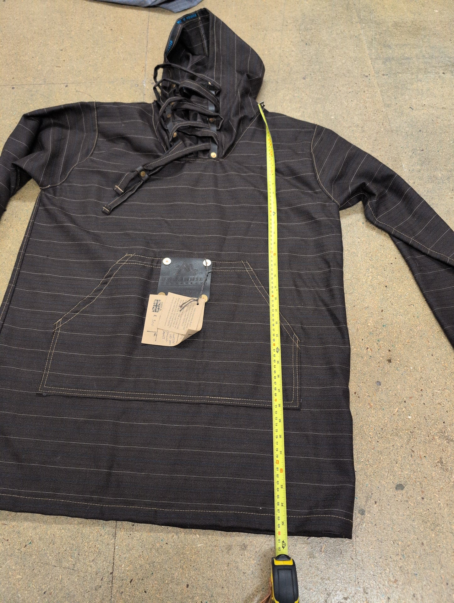 Dark brown stripe Smock in worsted wool
