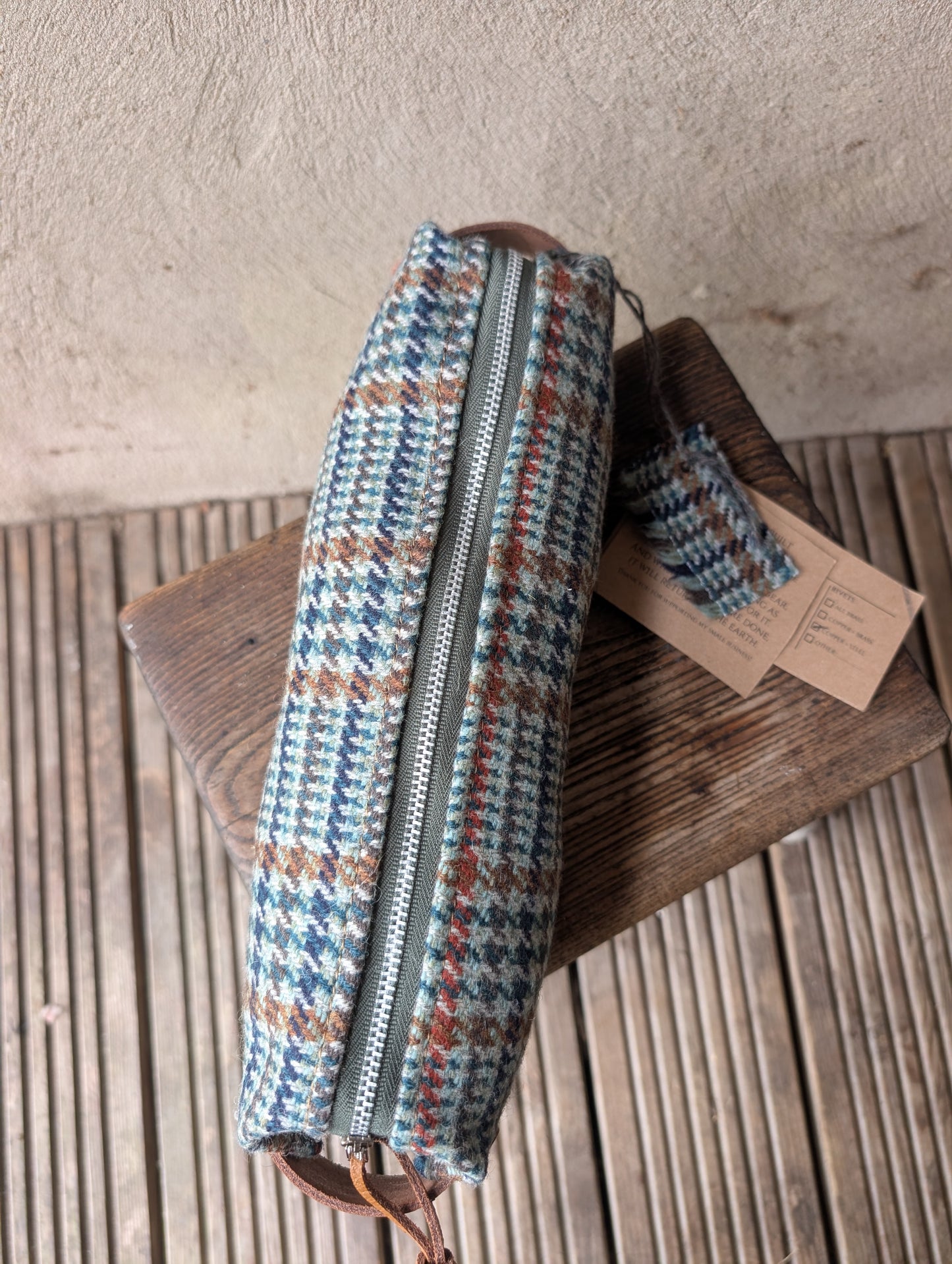 Sale Tweed Wool 'n' wax  dopp bag, double-lined with leather handles