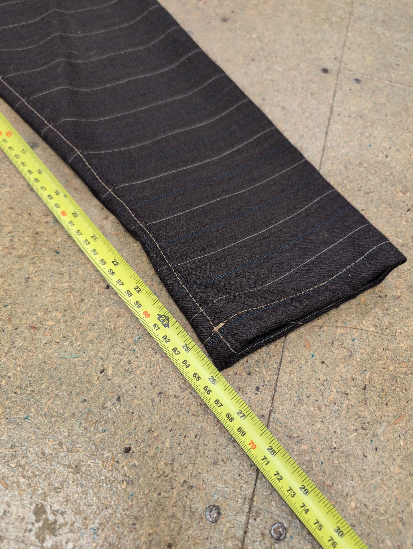 Dark brown stripe Smock in worsted wool