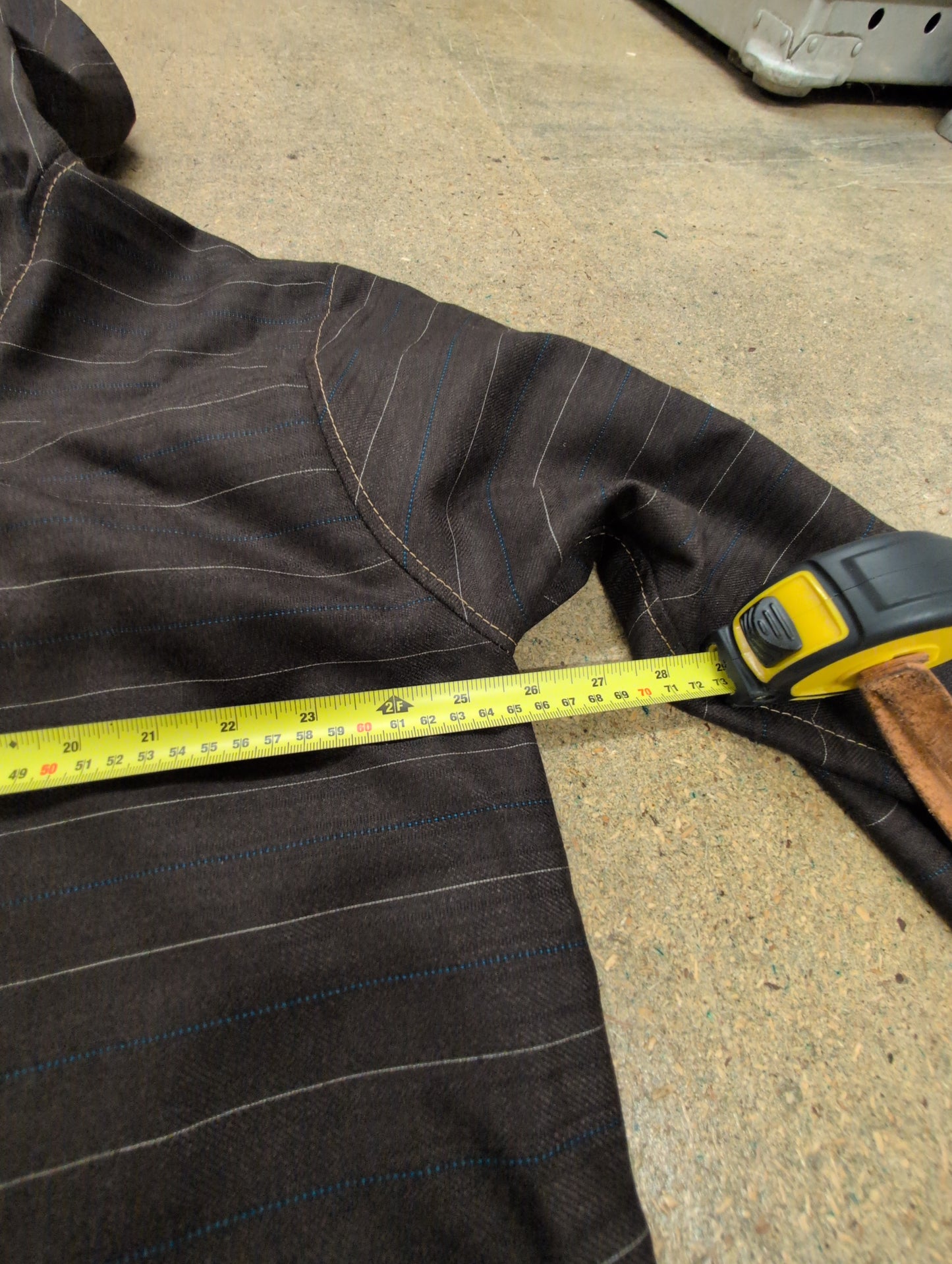 Dark brown stripe Smock in worsted wool