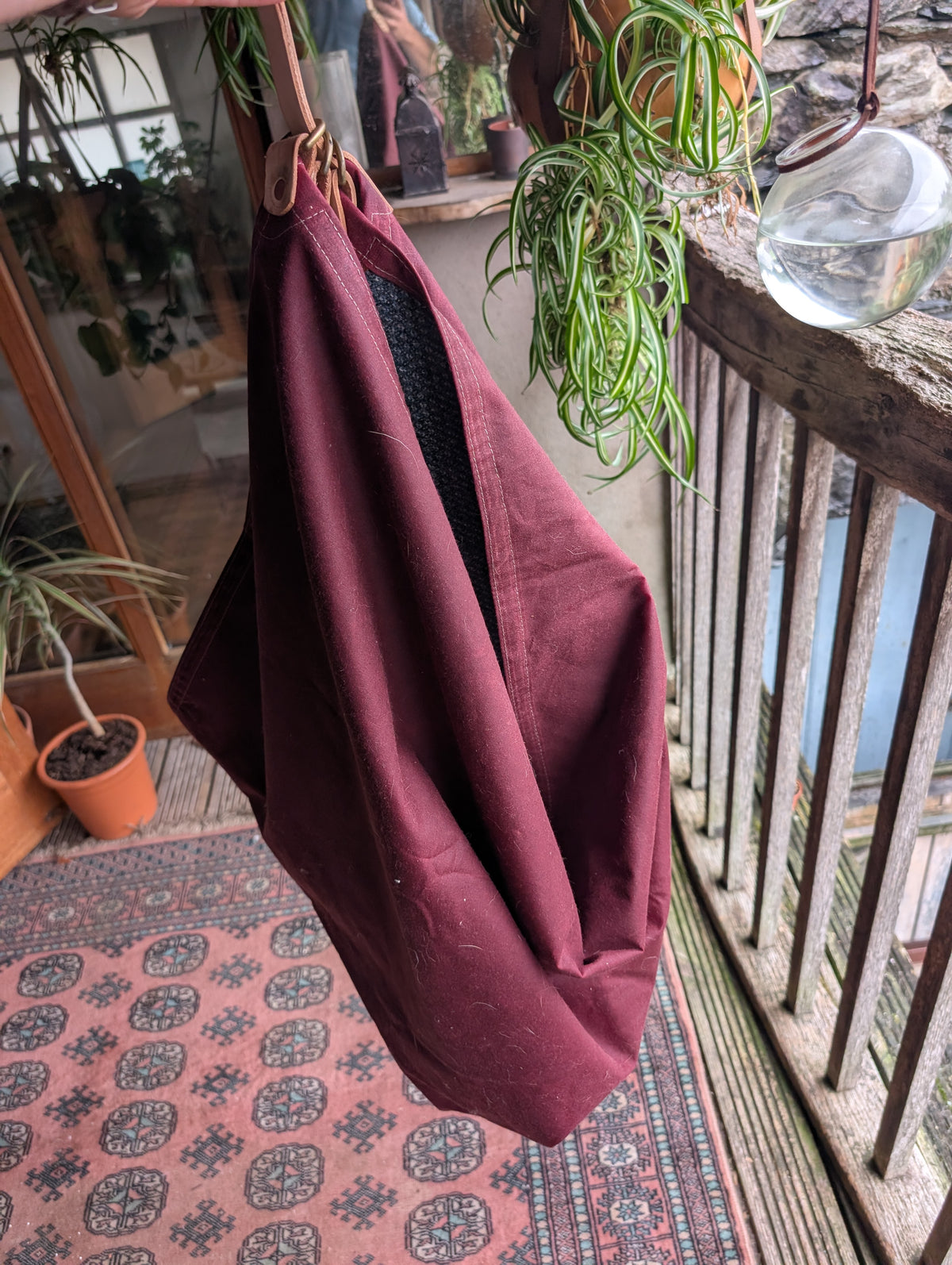 Wool lined, ground cloth/sit pad/ schleper waxed canvas-backed with leather tie-outs