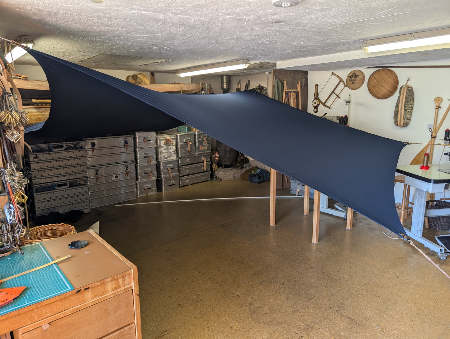 Sunshade hex tarp with  leather and D ring tie outs