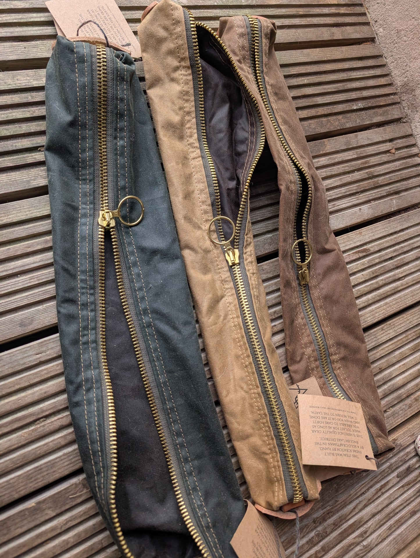 SALE Skinny dopp bag, double-lined waxed canvas packing cube with leather handles