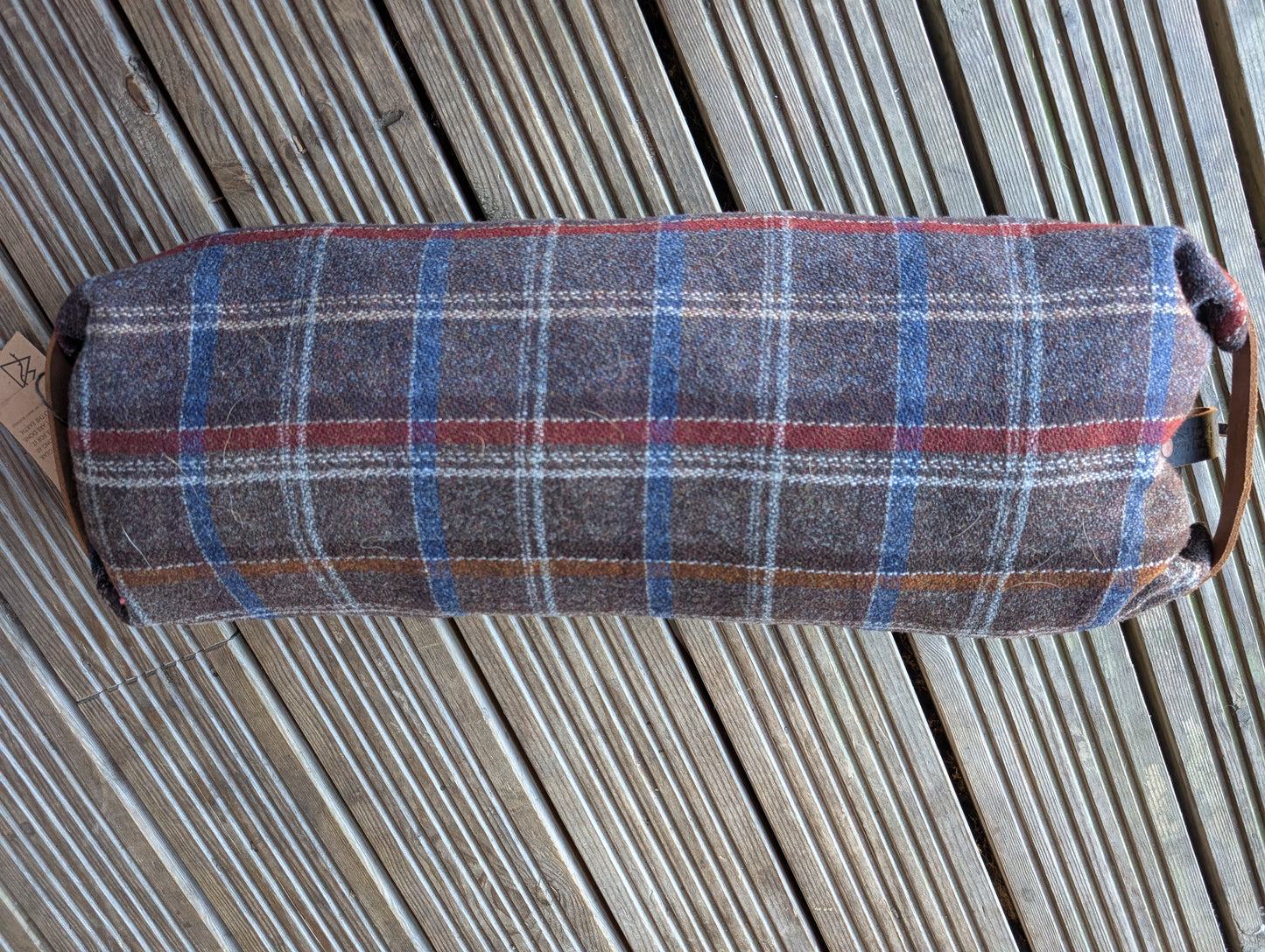 Wool 'n' wax big dopp bag, double-lined with veg tan leather handles