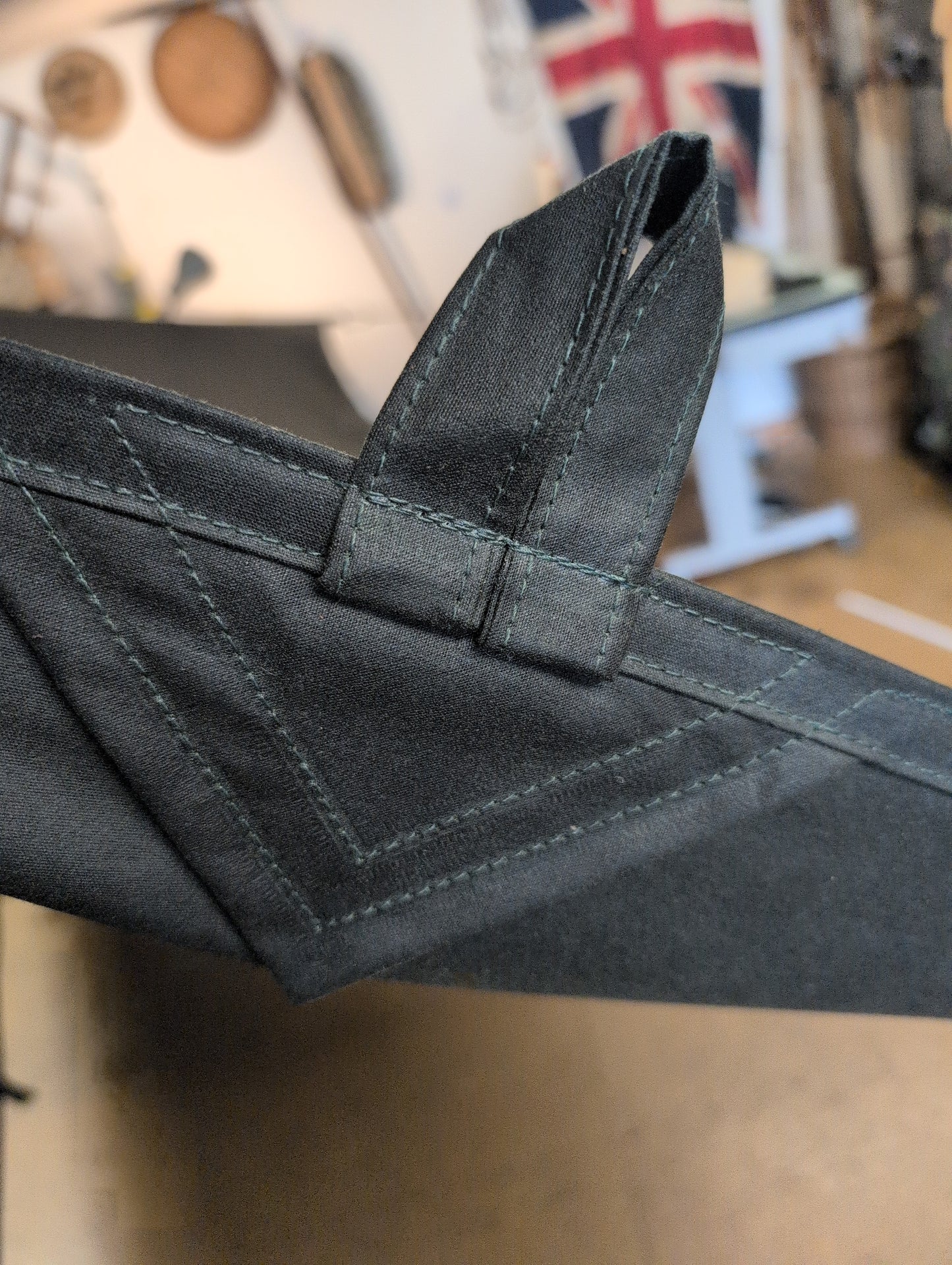 Less leather 3m x 3m tarp with sewn waxed cotton and leather tie outs