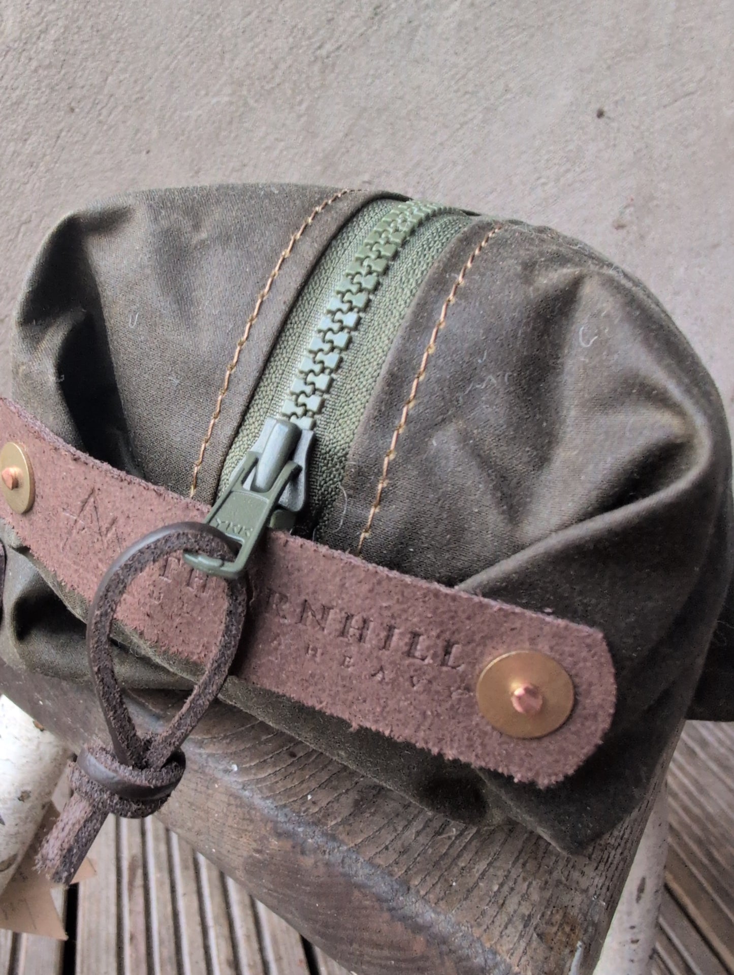 SALE Dopp bag, double-lined waxed canvas packing cube with leather handles